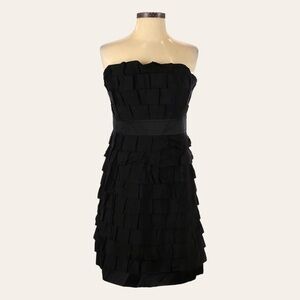 Phoebe Couture Black Strapless Silk Cocktail Mini Dress Size 8 NWT